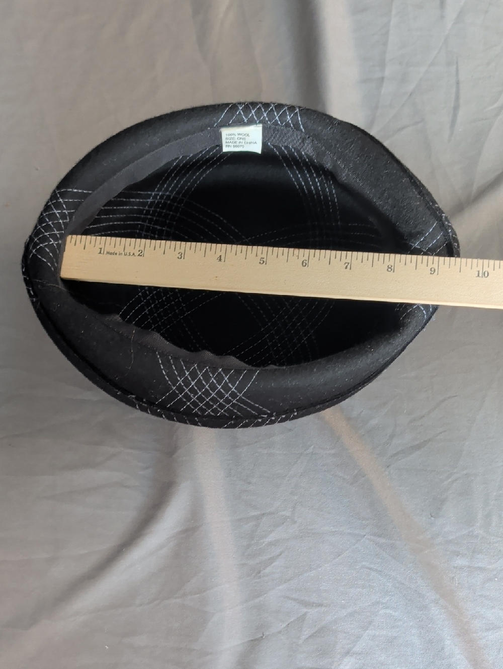Black Wool Bowler Hat with Contrasting Stitch Detail - Picture 6 of 6